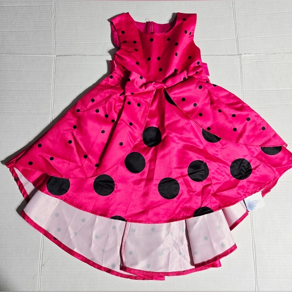 Pink / Black Baby Girl Polka Dots Princess Costume Birthday Fancy Dress up 3T - Picture 3 of 11